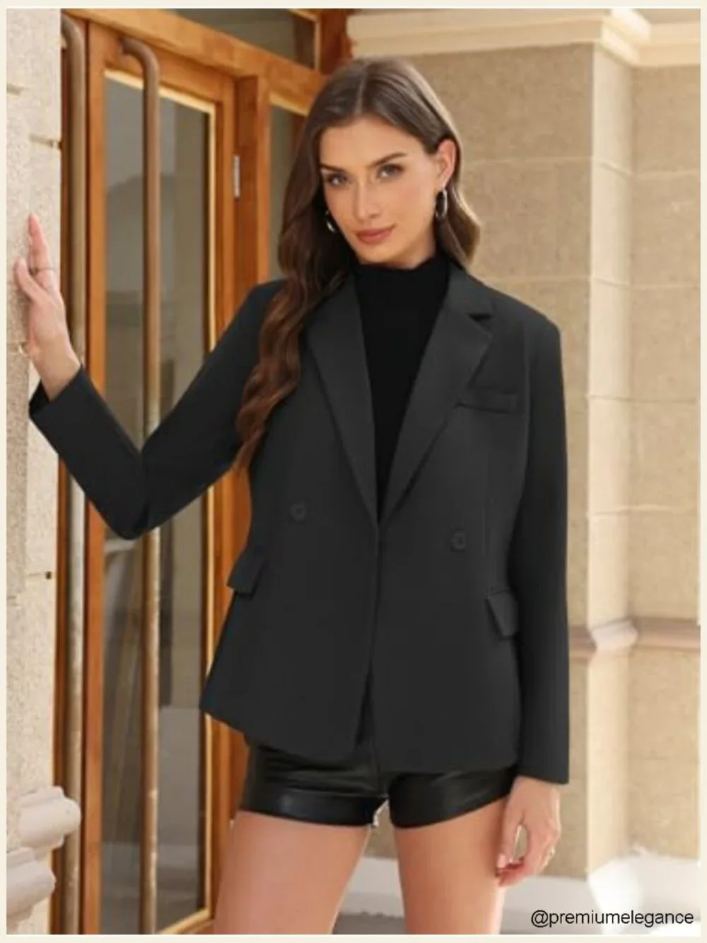 Women's Open Front Long Sleeve Blazer Suit Jacket Notch Lapel Work Office Trendy